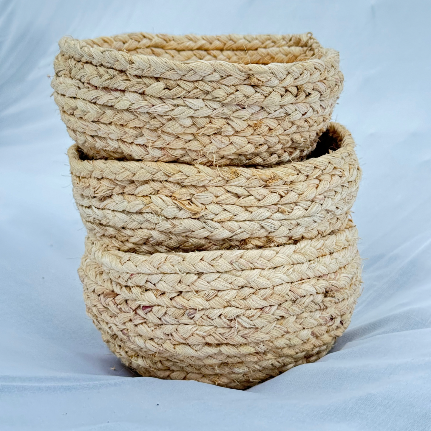 Banana Fiber Round Storage Basket - Set of 3