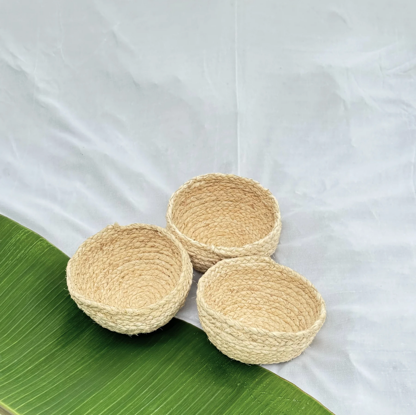 Banana Fiber Round Storage Basket - Set of 3